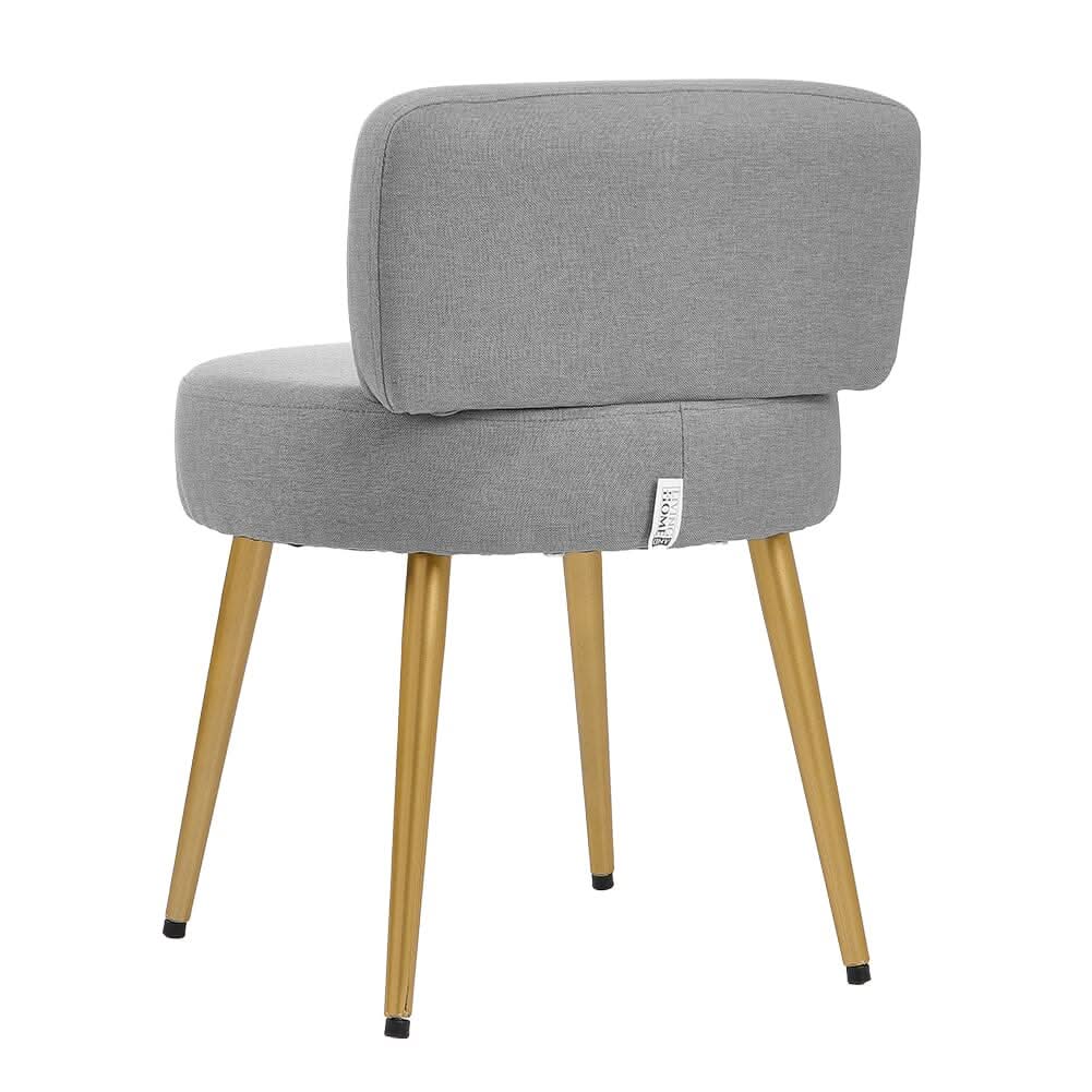 Linen Vanity Stool Chair with Metal Legs