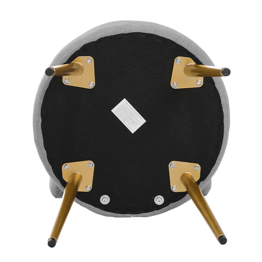 Linen Vanity Stool Chair with Metal Legs
