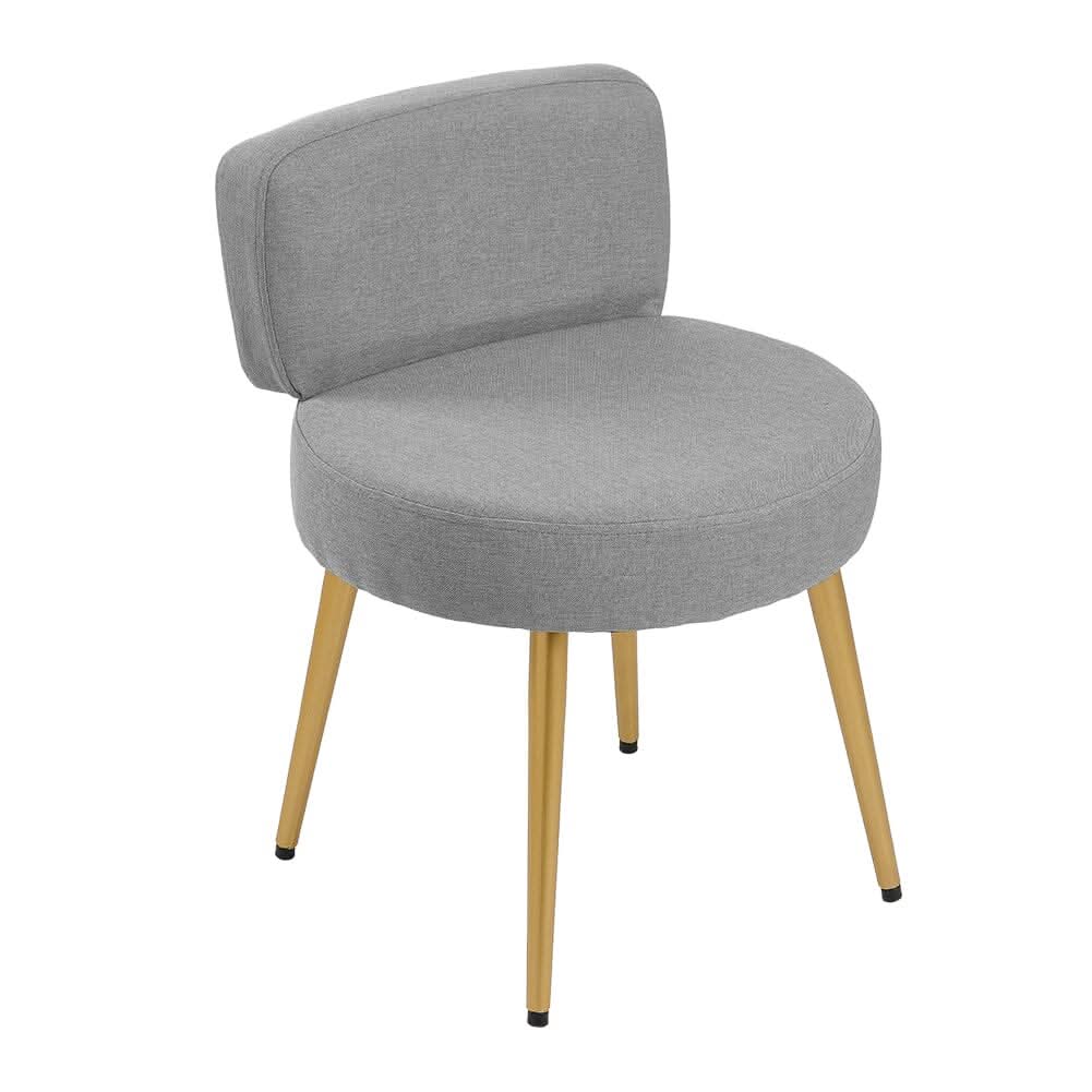 Linen Vanity Stool Chair with Metal Legs