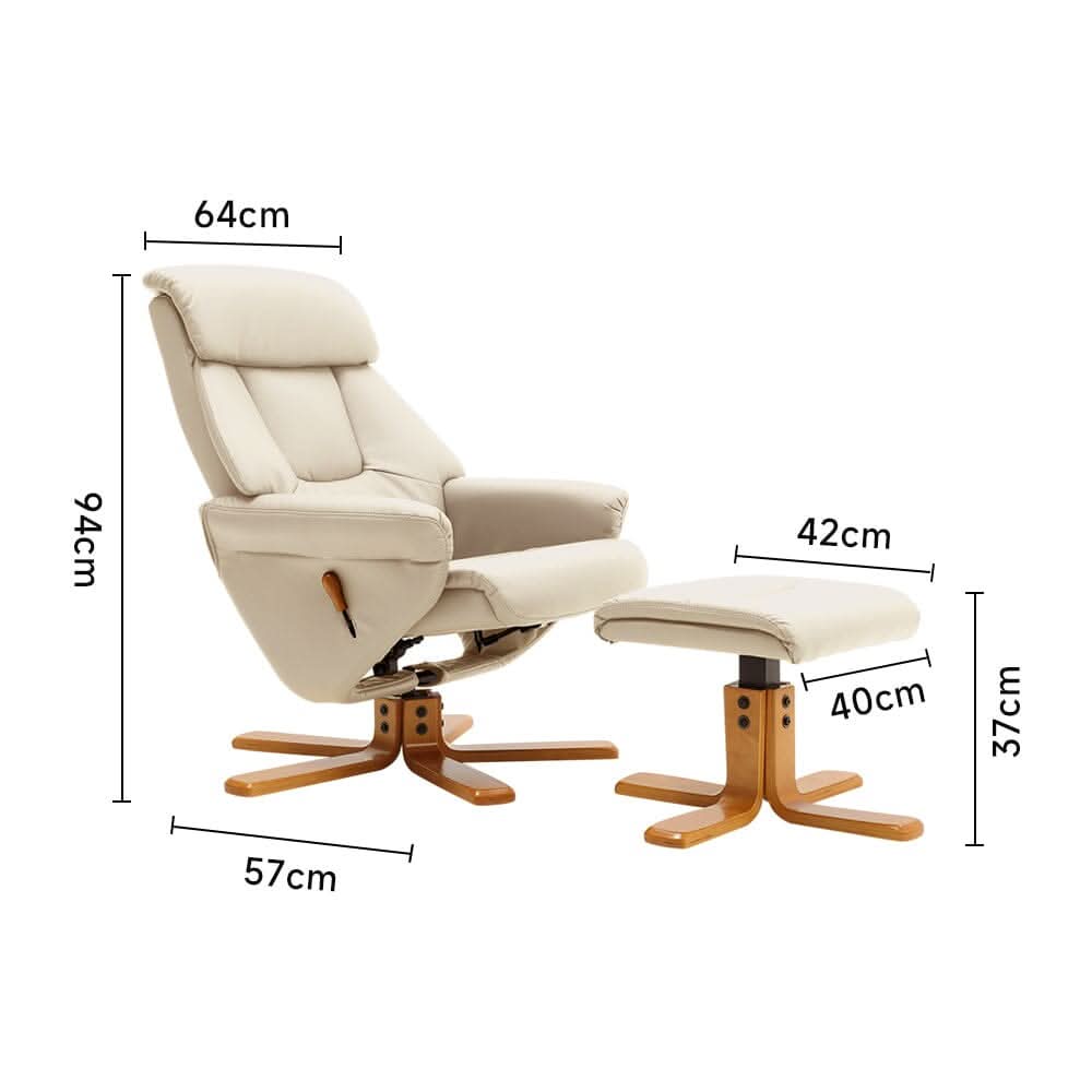 Swivel Faux Leather Lounge Recliner with Ottoman