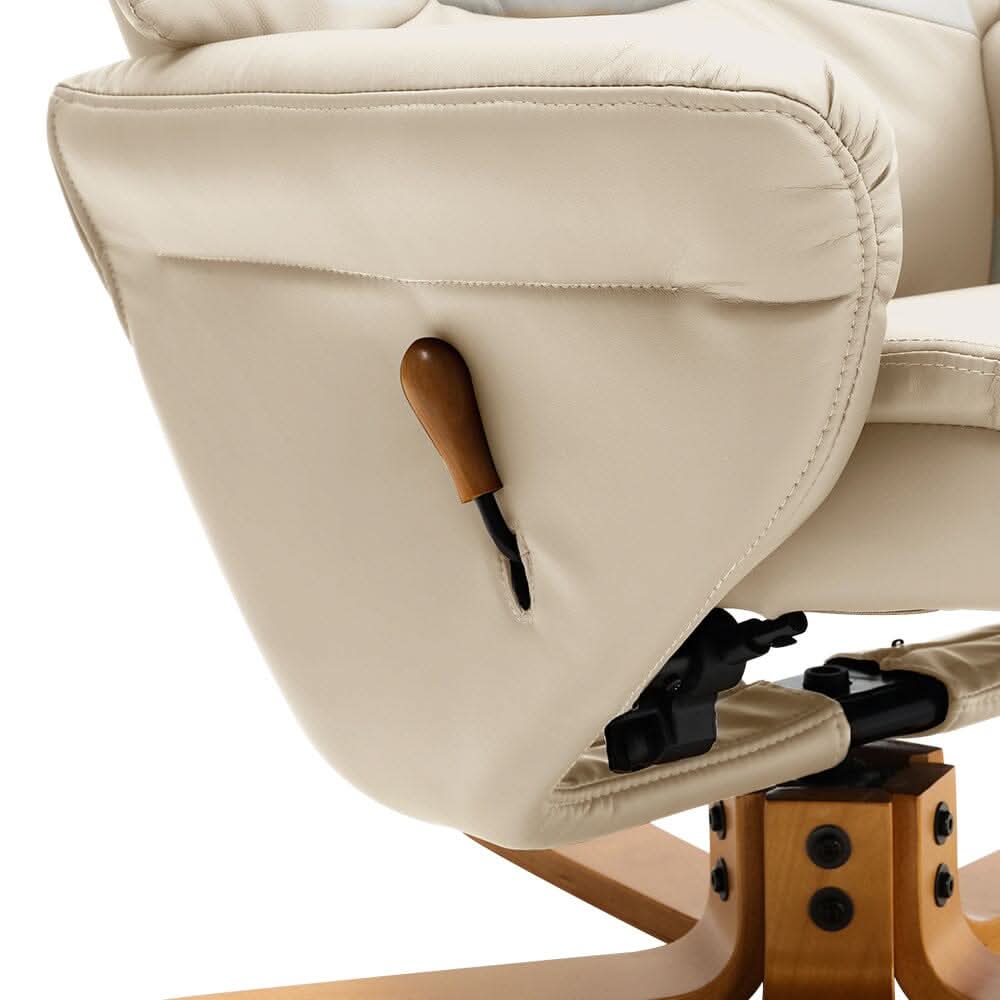 Swivel Faux Leather Lounge Recliner with Ottoman
