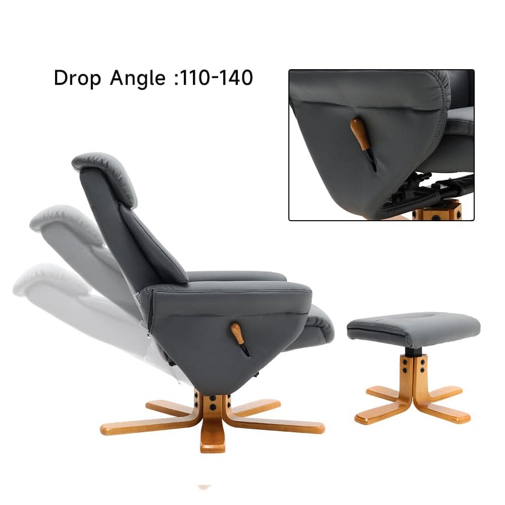 Swivel Faux Leather Lounge Recliner with Ottoman