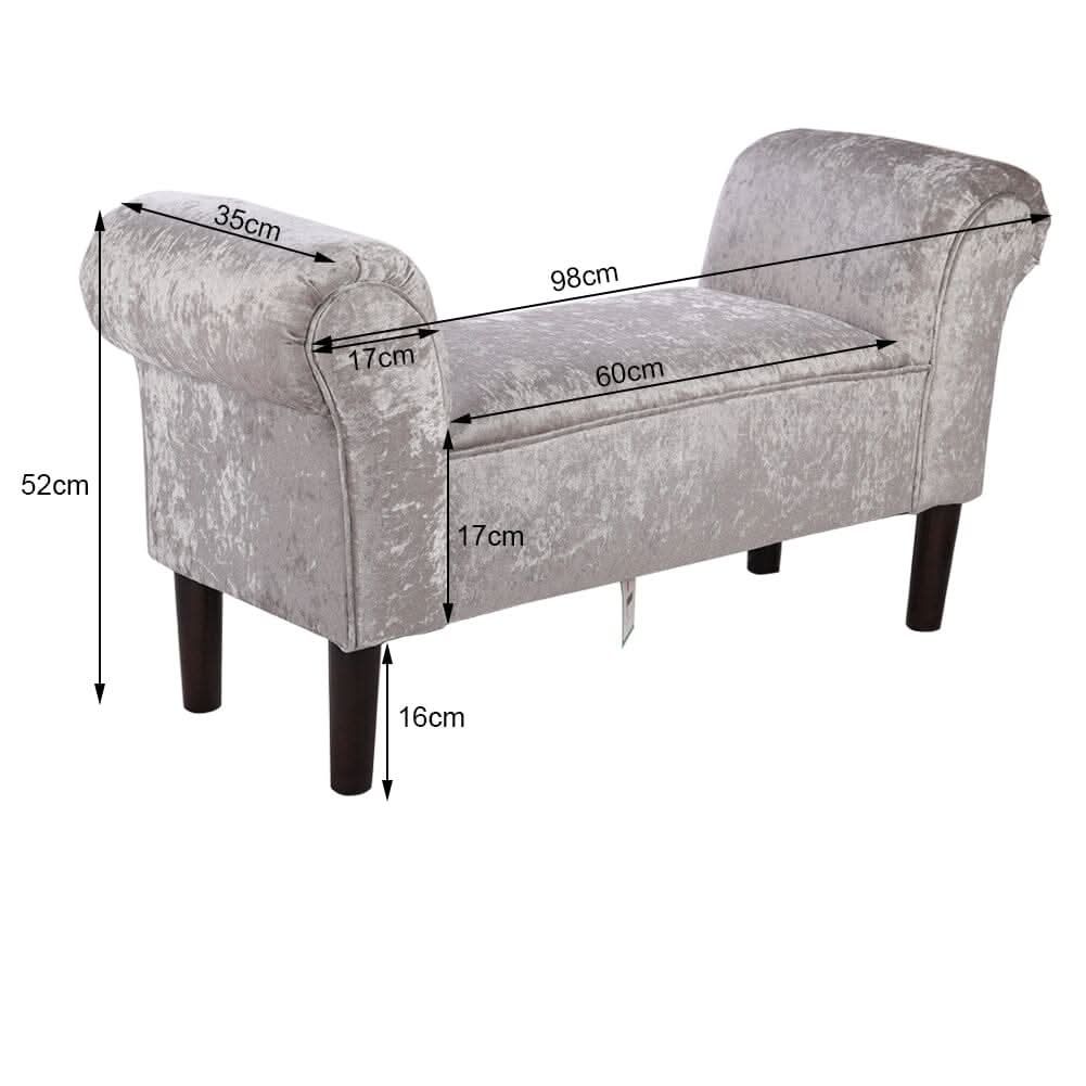 Tufted Velvet Buttoned Bench with Raised Arms