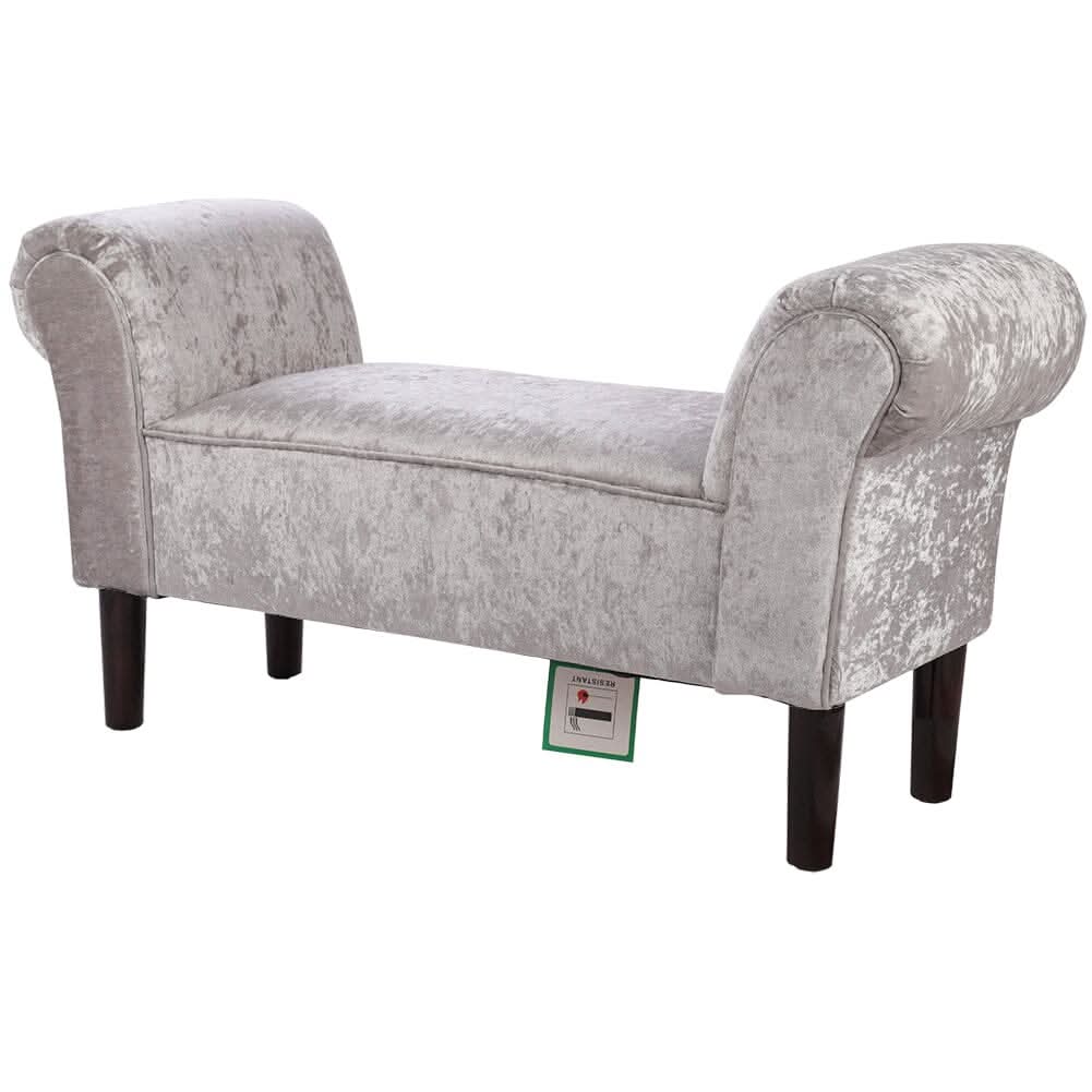 Tufted Velvet Buttoned Bench with Raised Arms