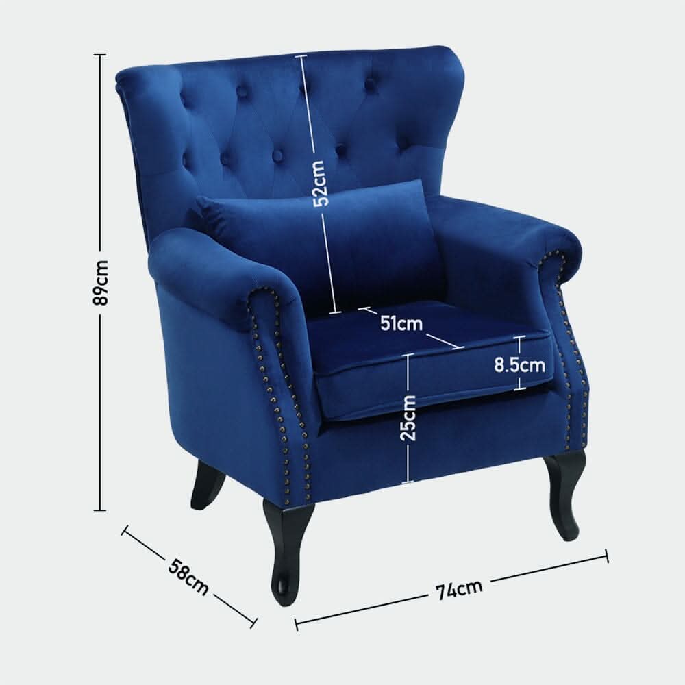 Luxurious Button Armchair with Toss Pillow