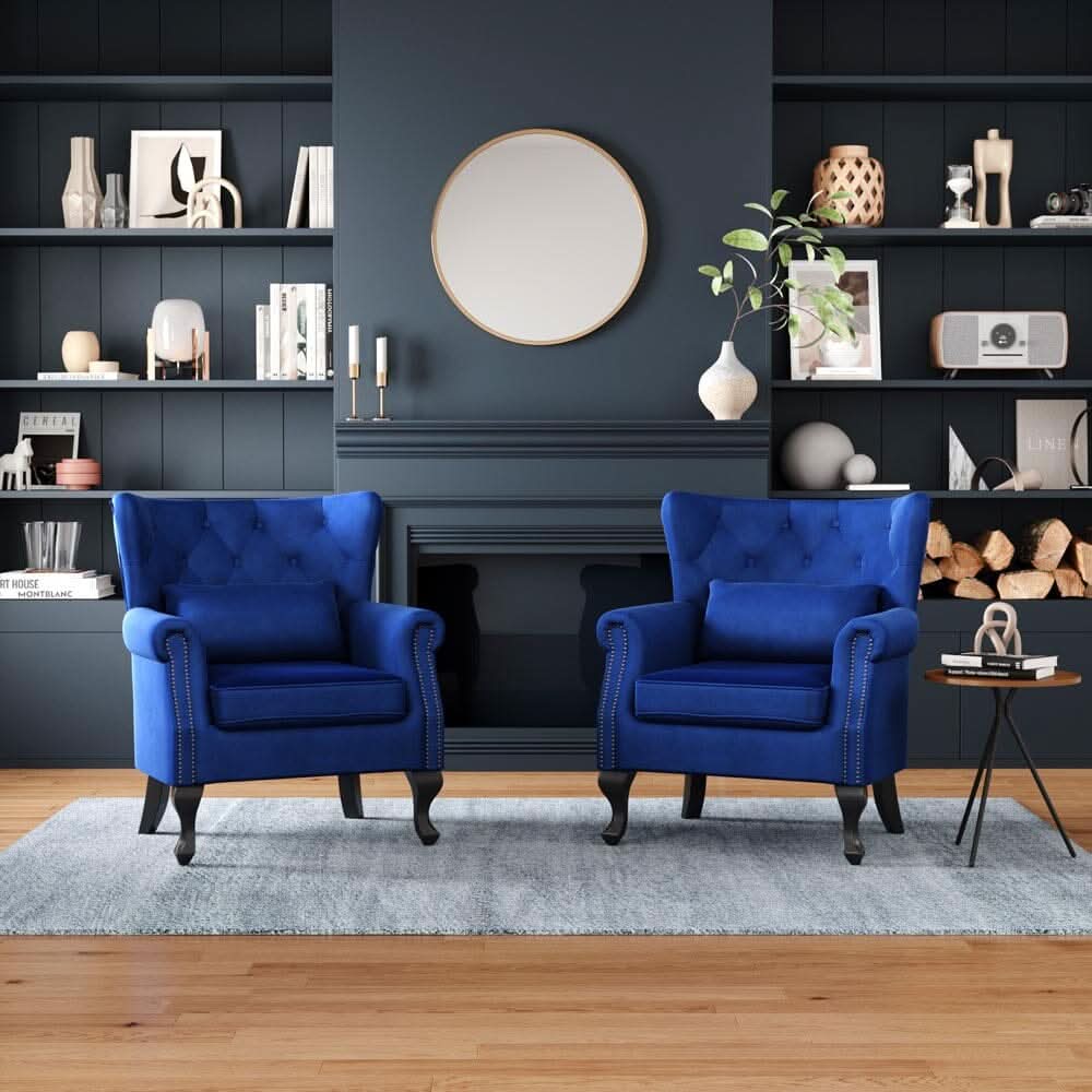 Luxurious Button Armchair with Toss Pillow