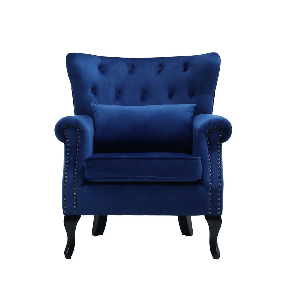 Luxurious Button Armchair with Toss Pillow