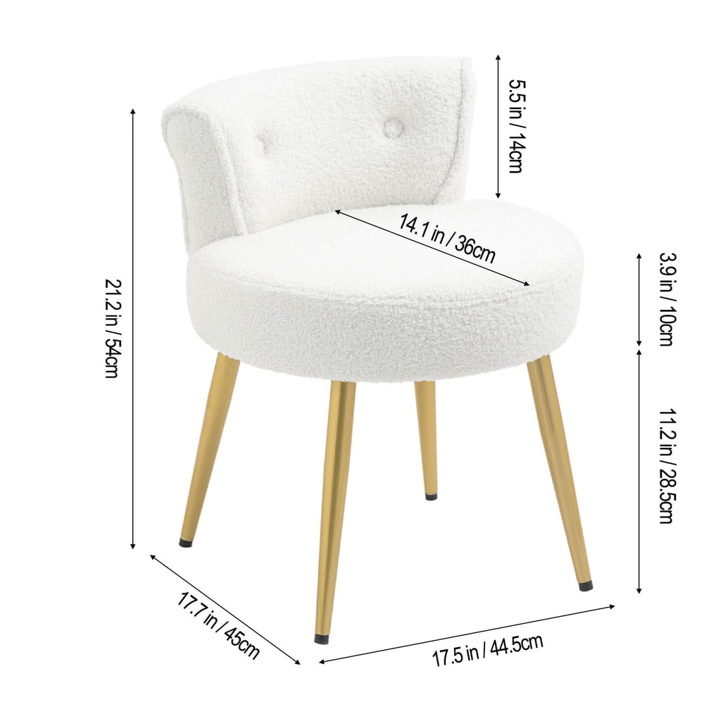 Teddy Fabric Vanity Stool with Metal Legs