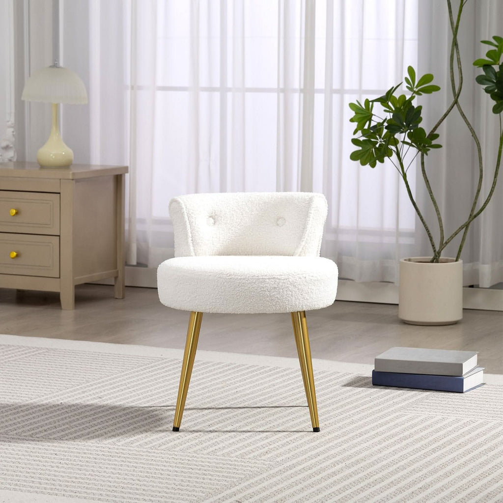 Teddy Fabric Vanity Stool with Metal Legs