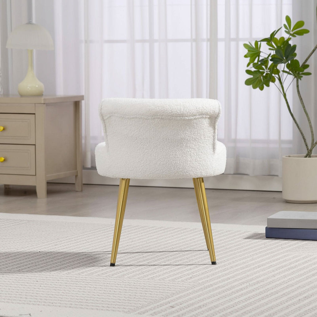 Teddy Fabric Vanity Stool with Metal Legs