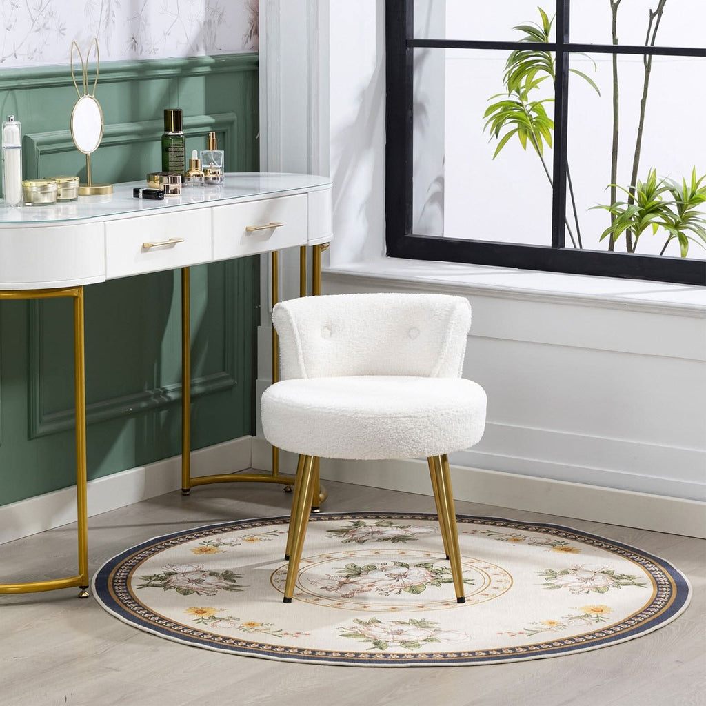 Teddy Fabric Vanity Stool with Metal Legs