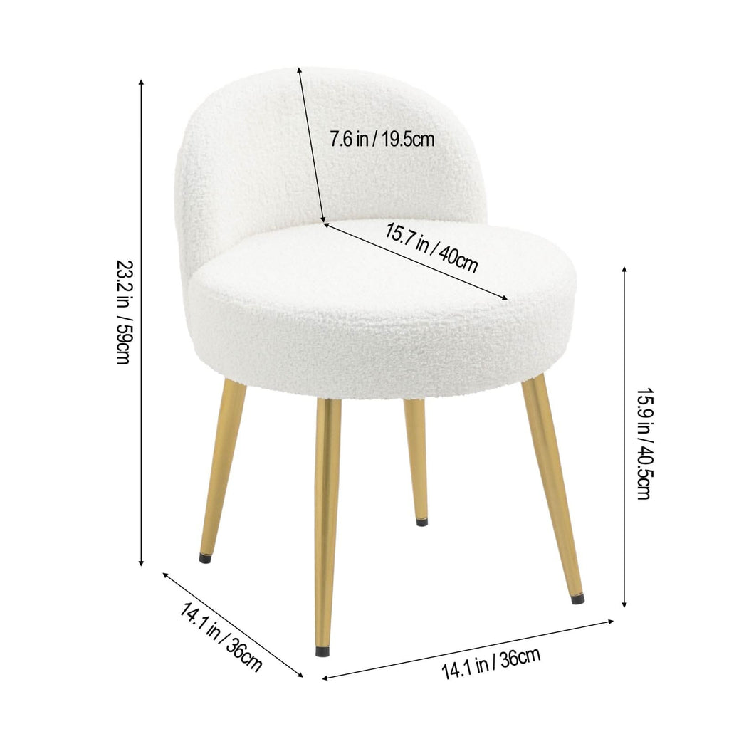 Teddy Fabric Vanity Stool with Metal Legs