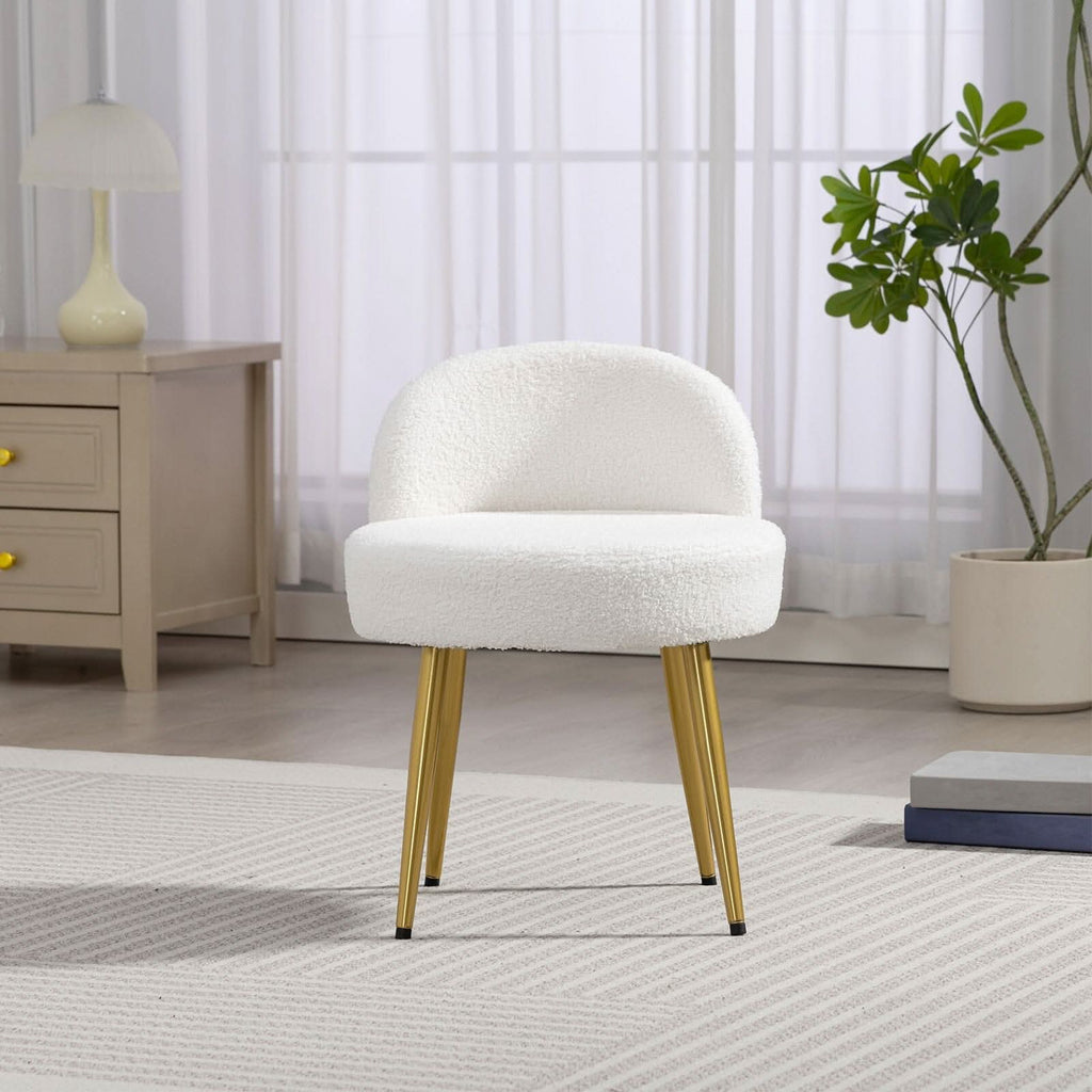 Teddy Fabric Vanity Stool with Metal Legs
