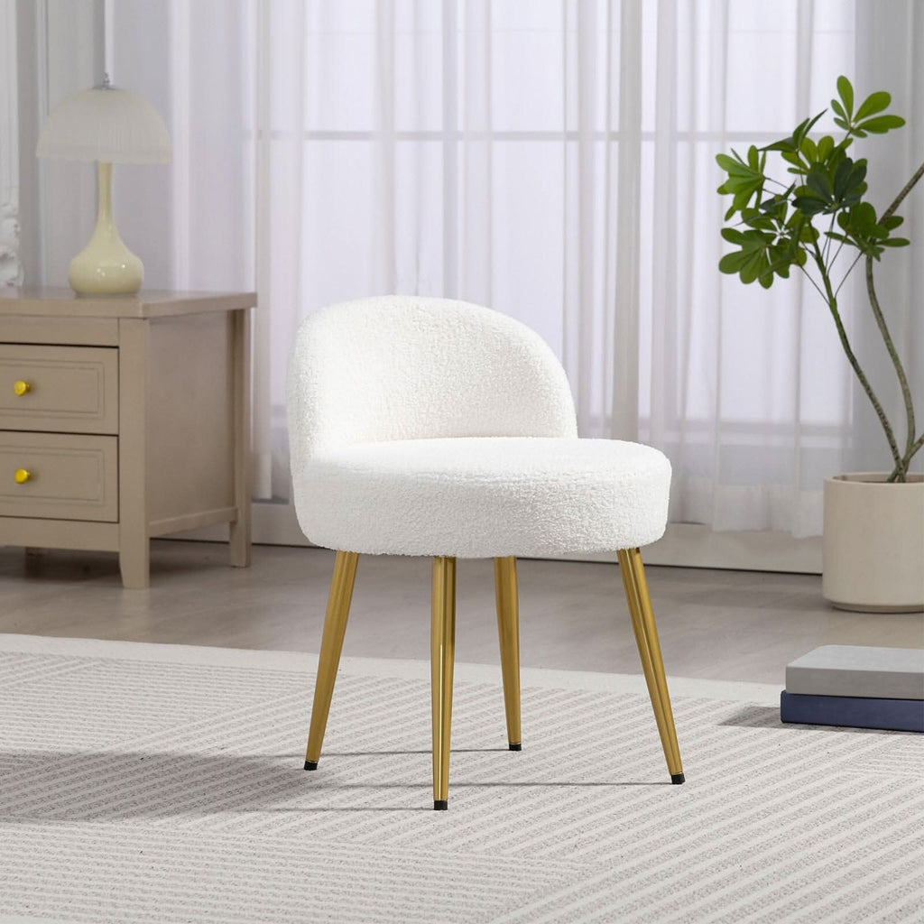 Teddy Fabric Vanity Stool with Metal Legs