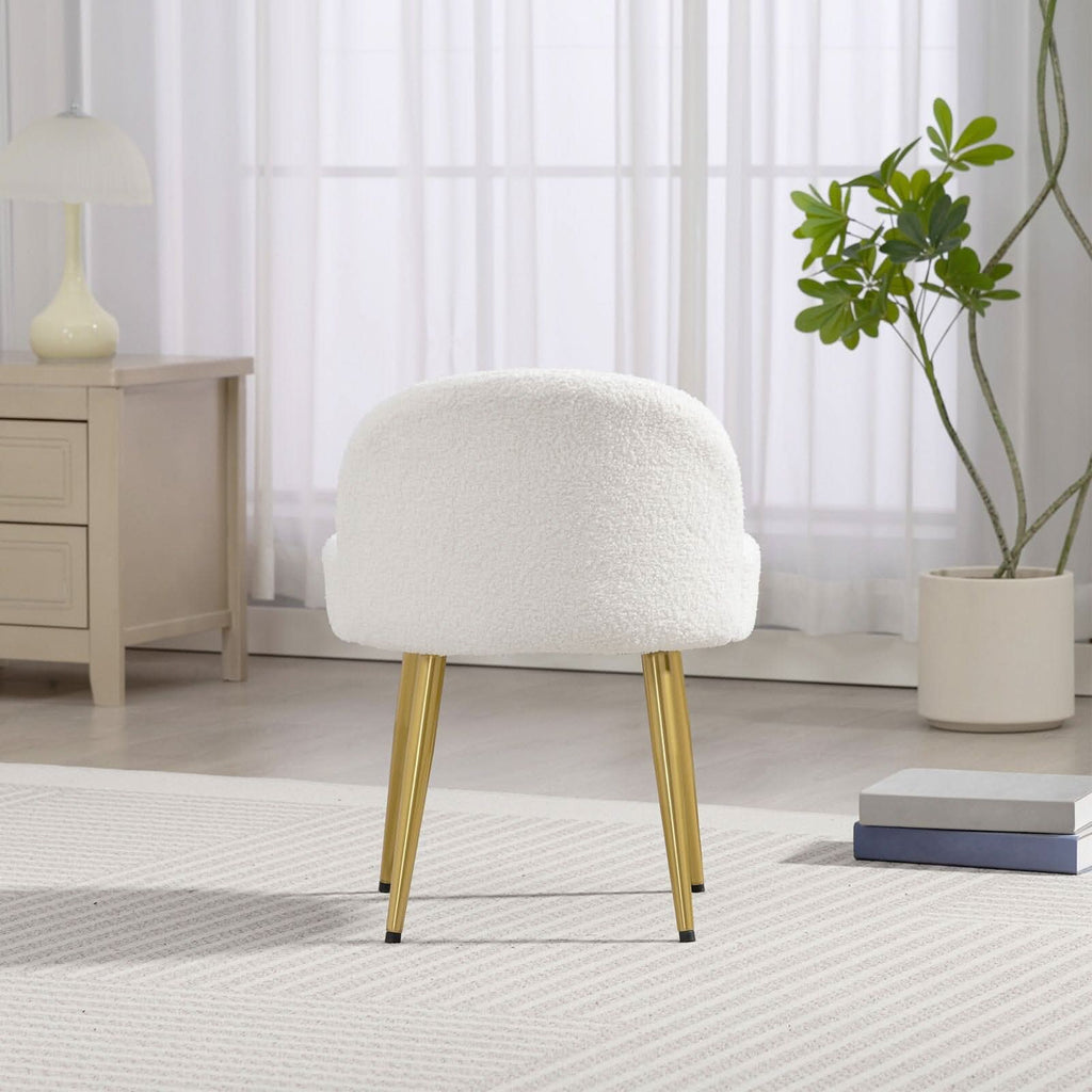 Teddy Fabric Vanity Stool with Metal Legs