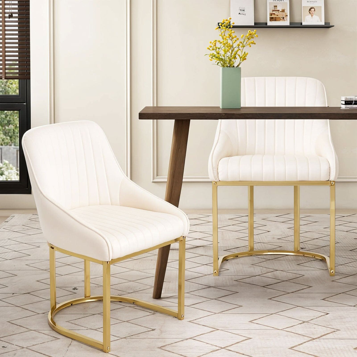 Velvet Dining Chair Gold Leg Pair Seating