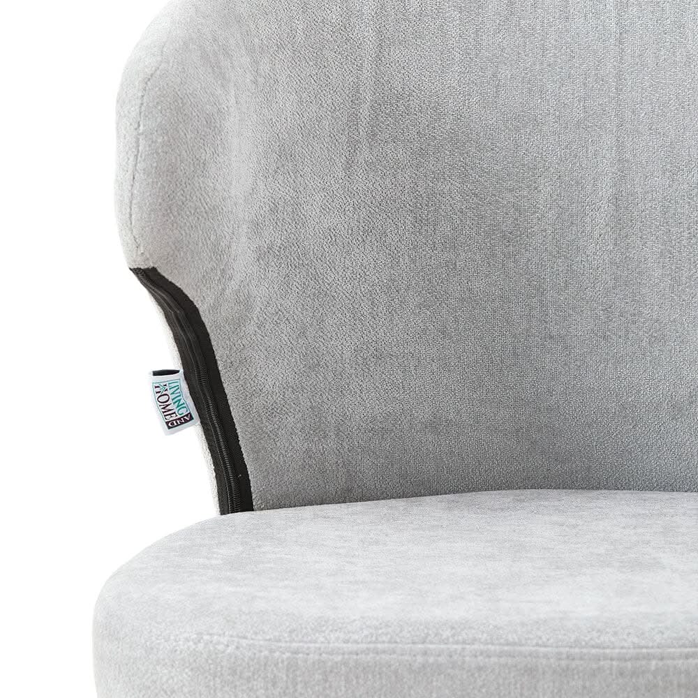Chenille Dining Chair Curved Back Wooden Leg Pair