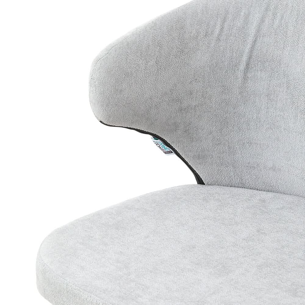 Chenille Dining Chair Curved Back Wooden Leg Pair