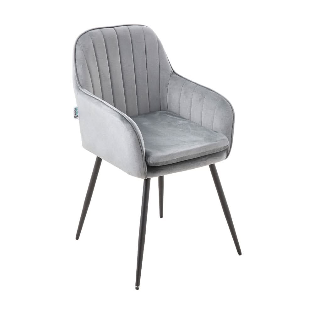 Dutch Velvet Dining Chair Black Metal Leg Pair