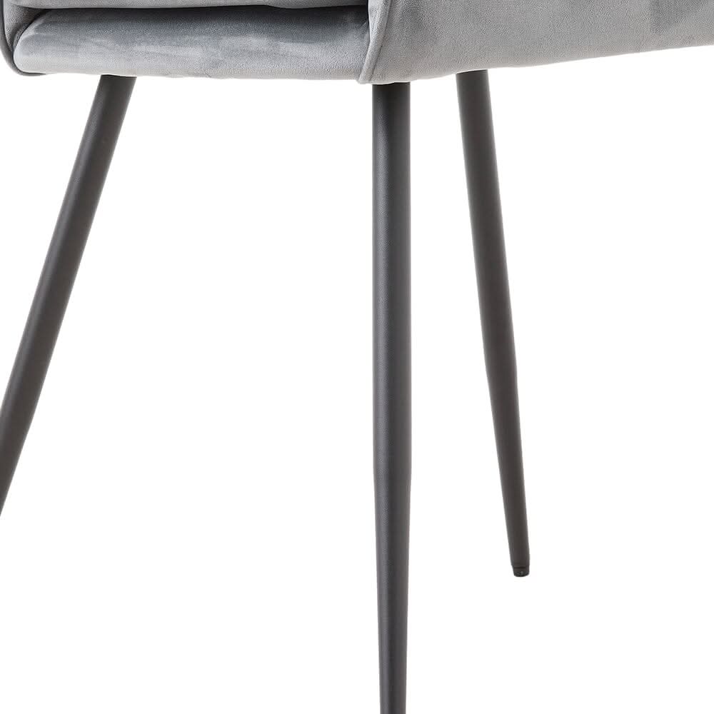 Dutch Velvet Dining Chair Black Metal Leg Pair