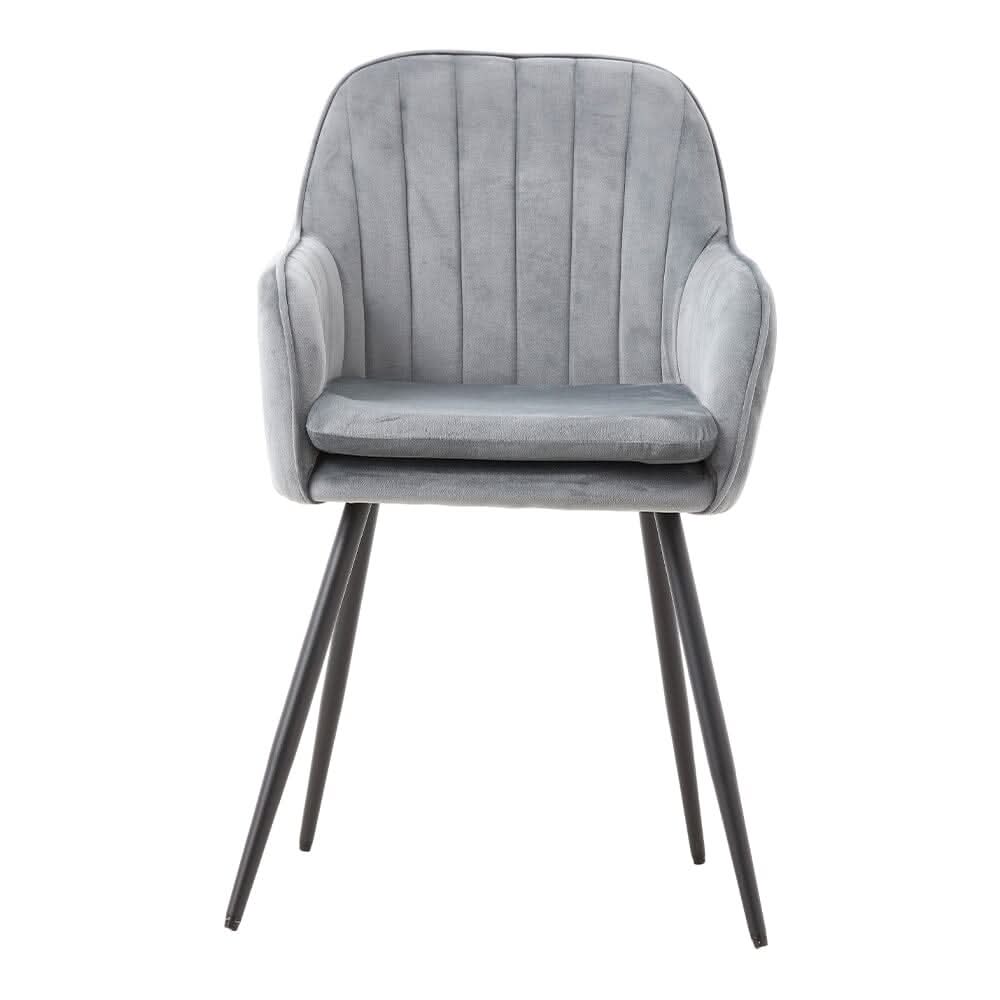 Dutch Velvet Dining Chair Black Metal Leg Pair