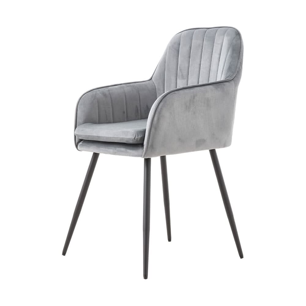Dutch Velvet Dining Chair Black Metal Leg Pair