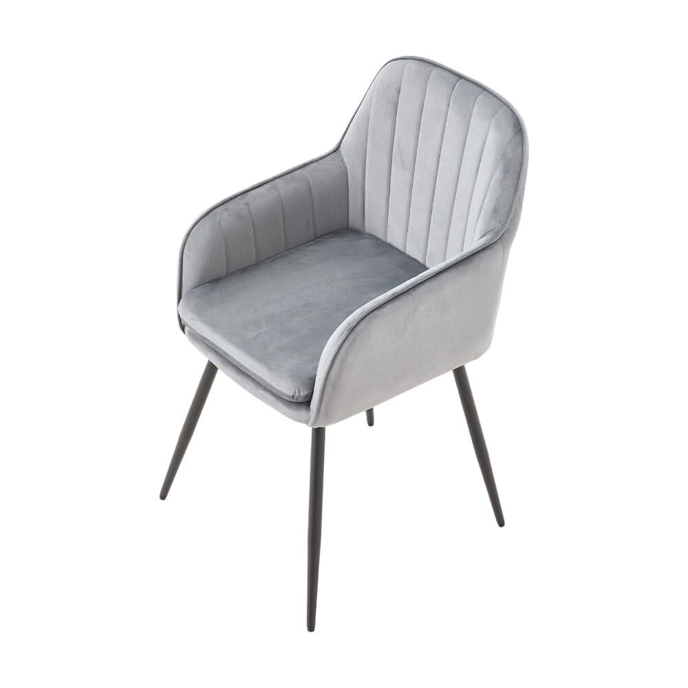 Dutch Velvet Dining Chair Black Metal Leg Pair