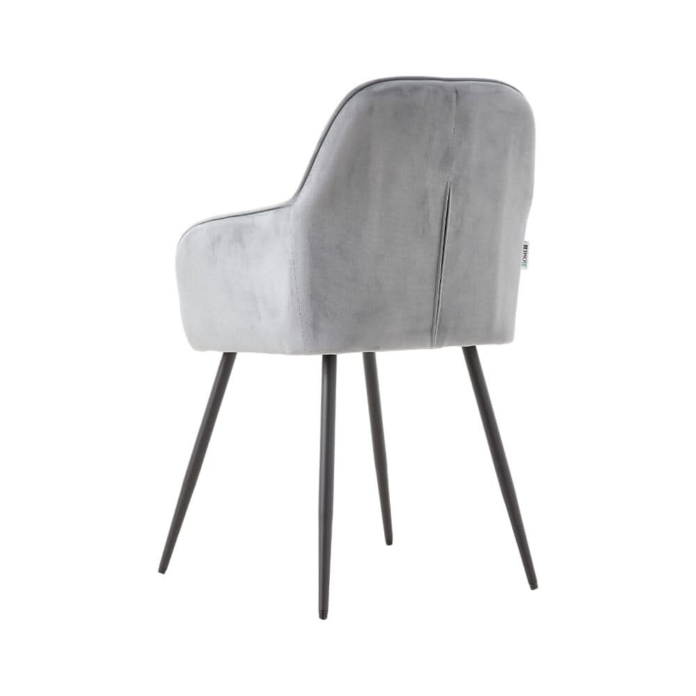 Dutch Velvet Dining Chair Black Metal Leg Pair