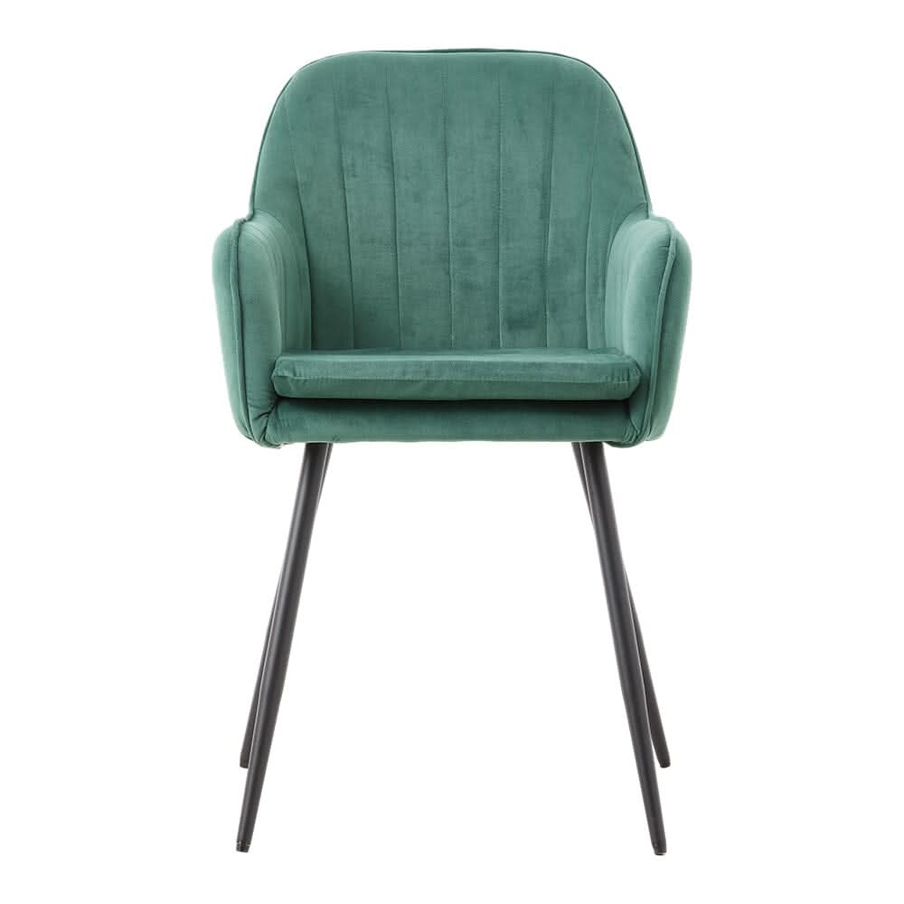 Dutch Velvet Dining Chair Black Metal Leg Pair