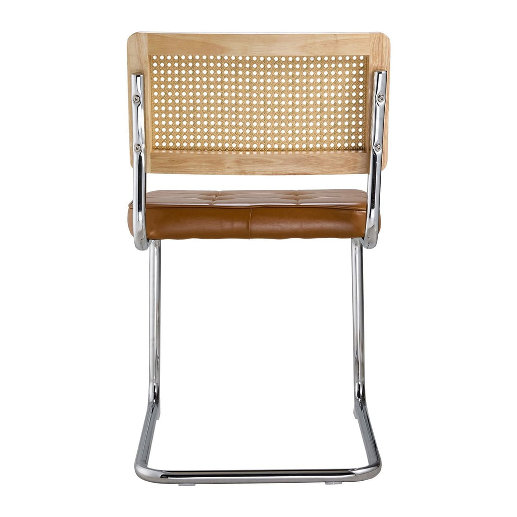 Rattan Back Dining Chair Metal Leg Pair Seating