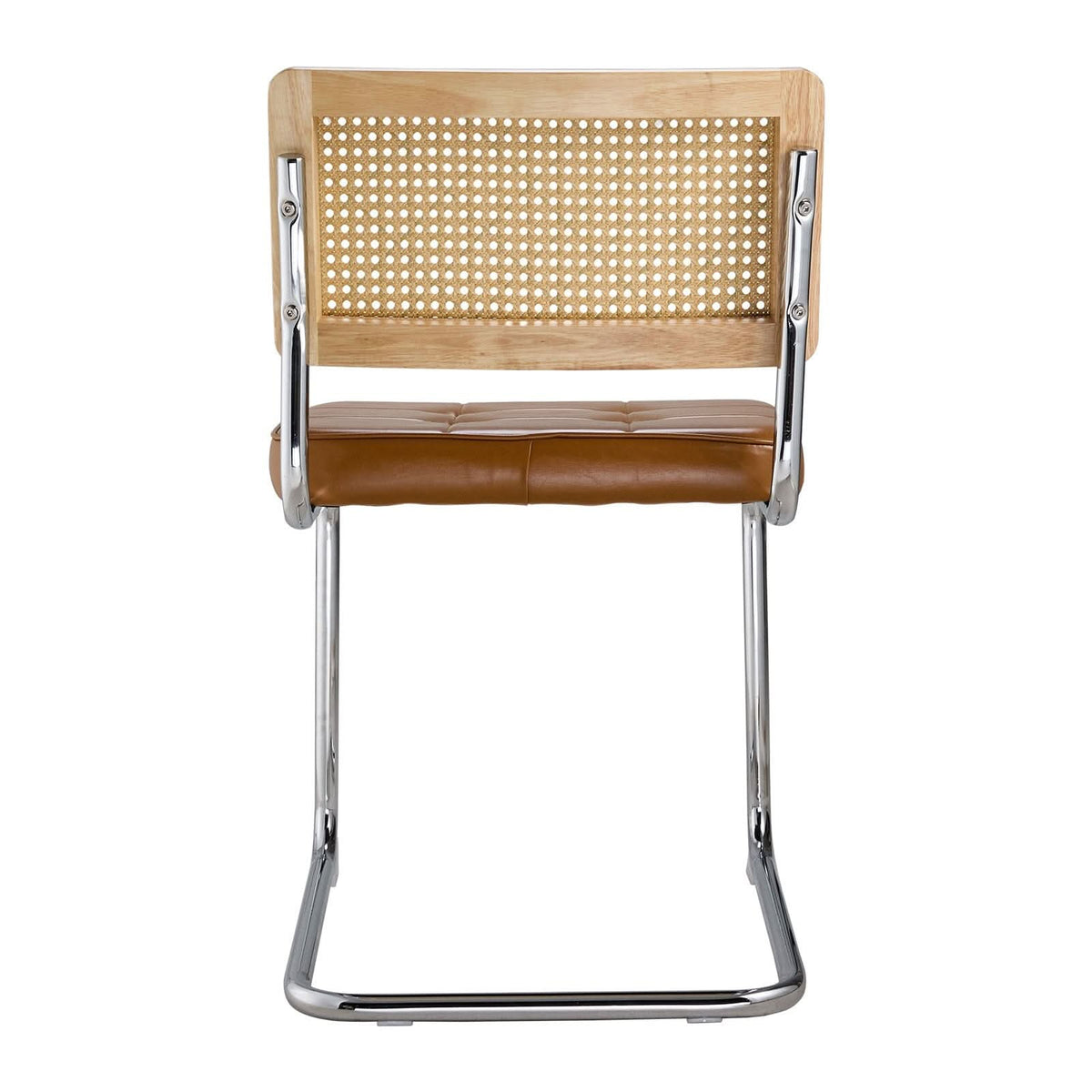Rattan Back Dining Chair Metal Leg Pair Seating