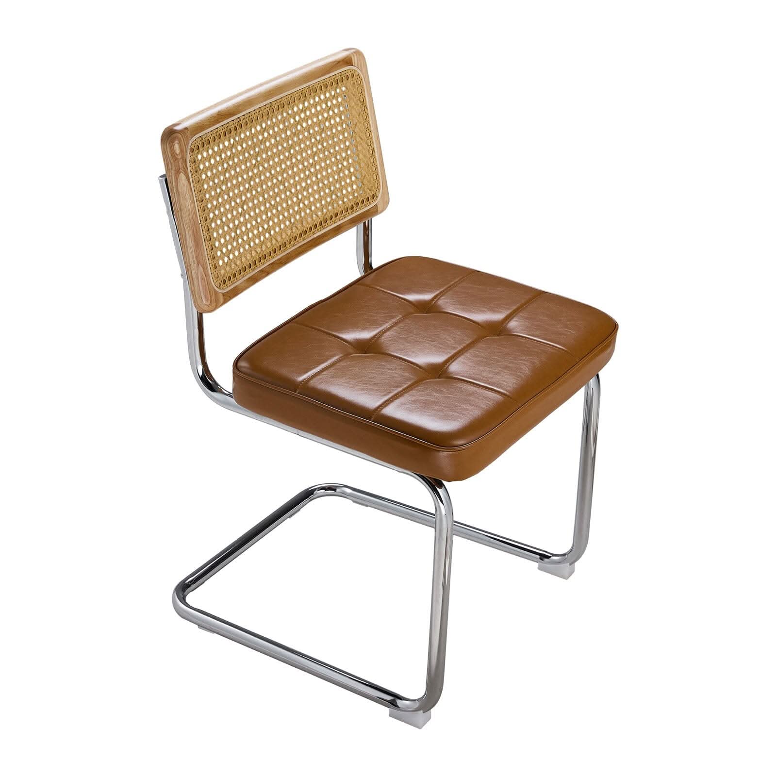 Rattan Back Dining Chair Metal Leg Pair Seating