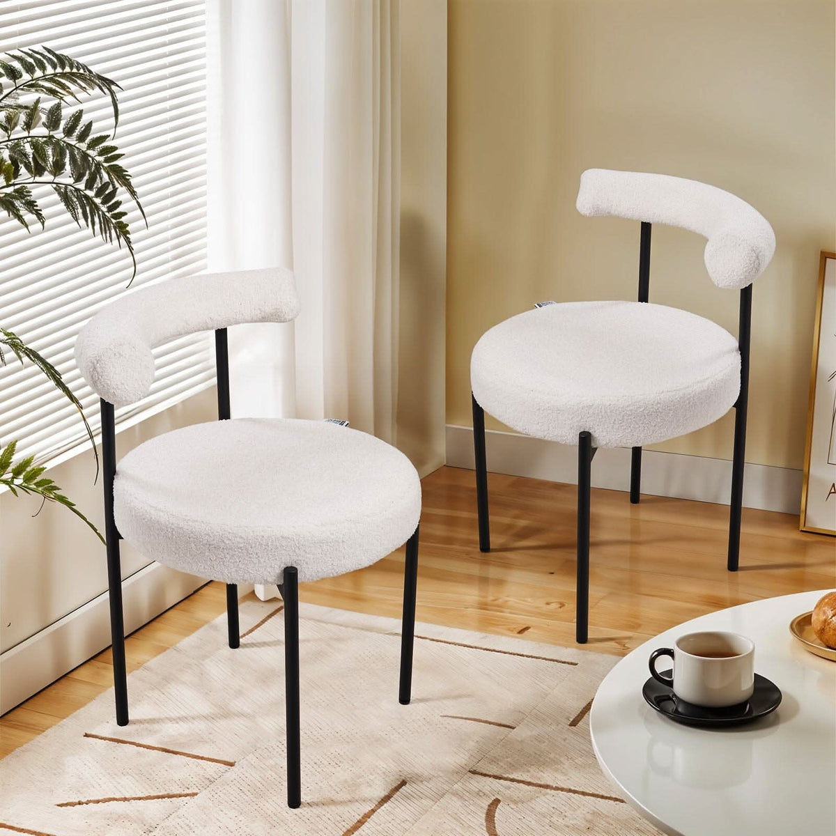 Sherpa Fabric Dining Chair Set