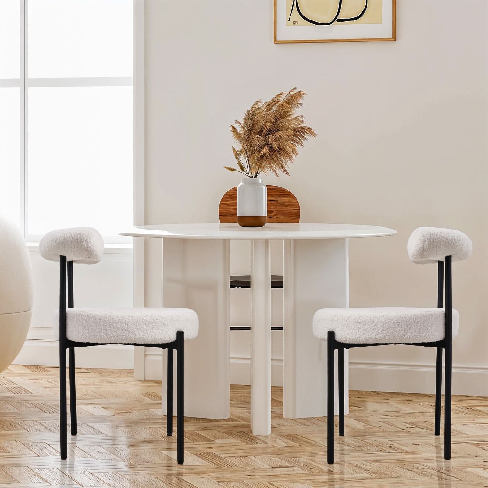 Sherpa Fabric Dining Chair Set