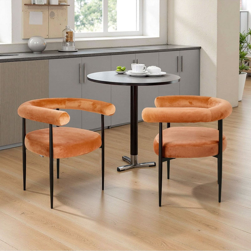 Velvet Dining Chair Set of 2 – Black Metal Legs
