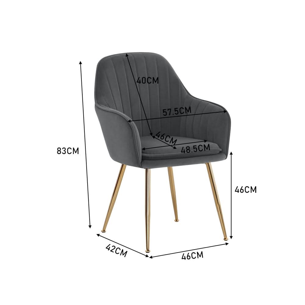 Velvet Dining Chair Set of 2 – Gold Metal Legs