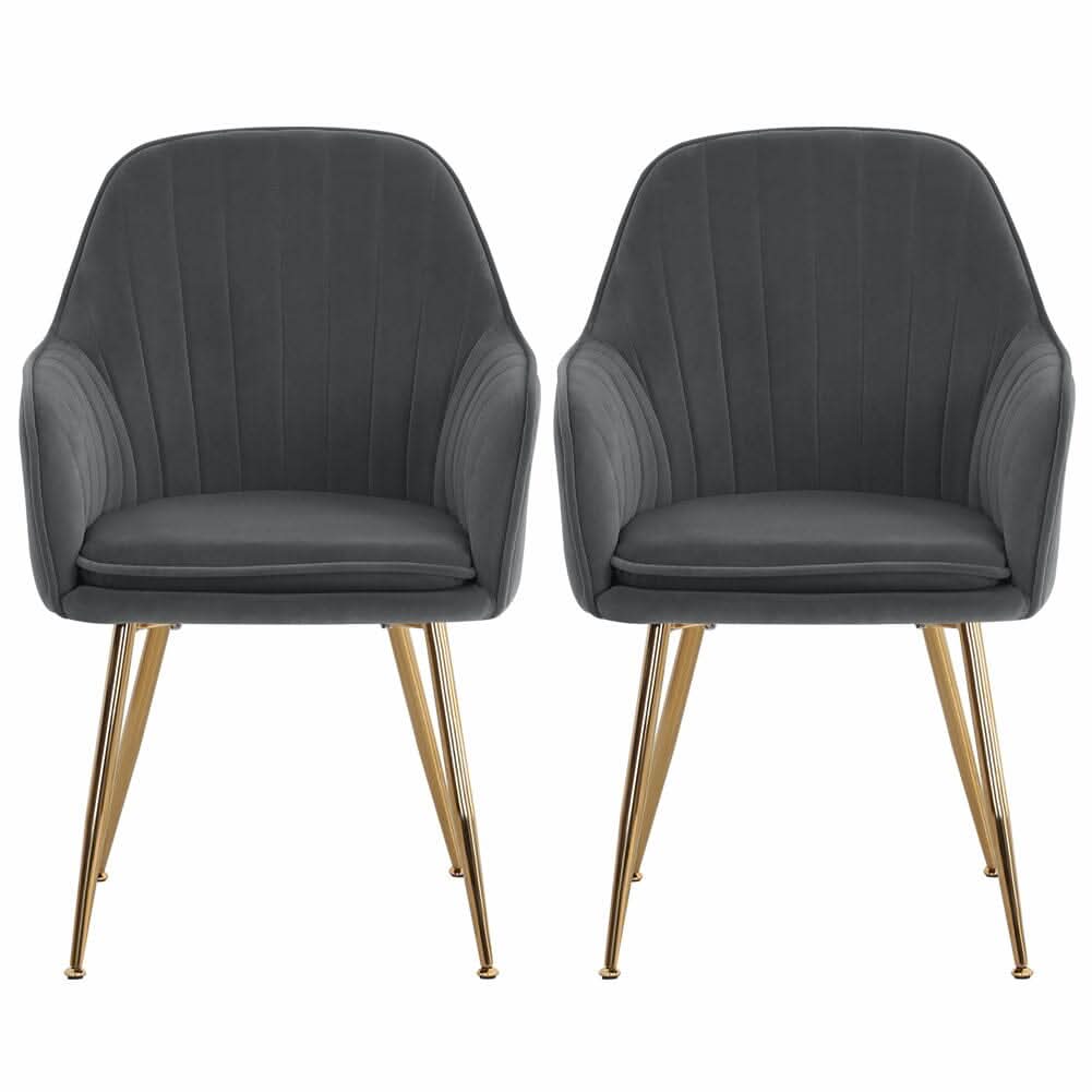 Velvet Dining Chair Set of 2 – Gold Metal Legs