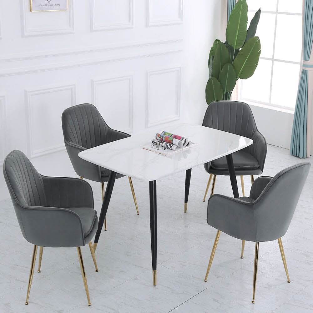 Velvet Dining Chair Set of 2 – Gold Metal Legs
