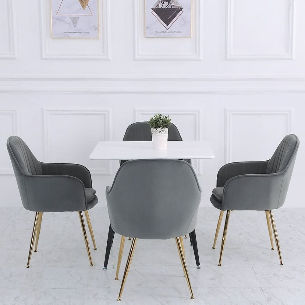 Velvet Dining Chair Set of 2 – Gold Metal Legs