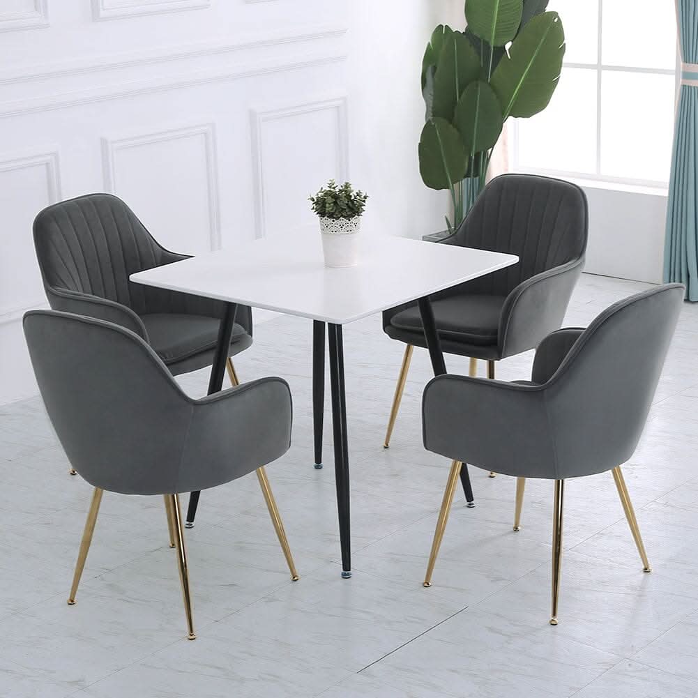 Velvet Dining Chair Set of 2 – Gold Metal Legs