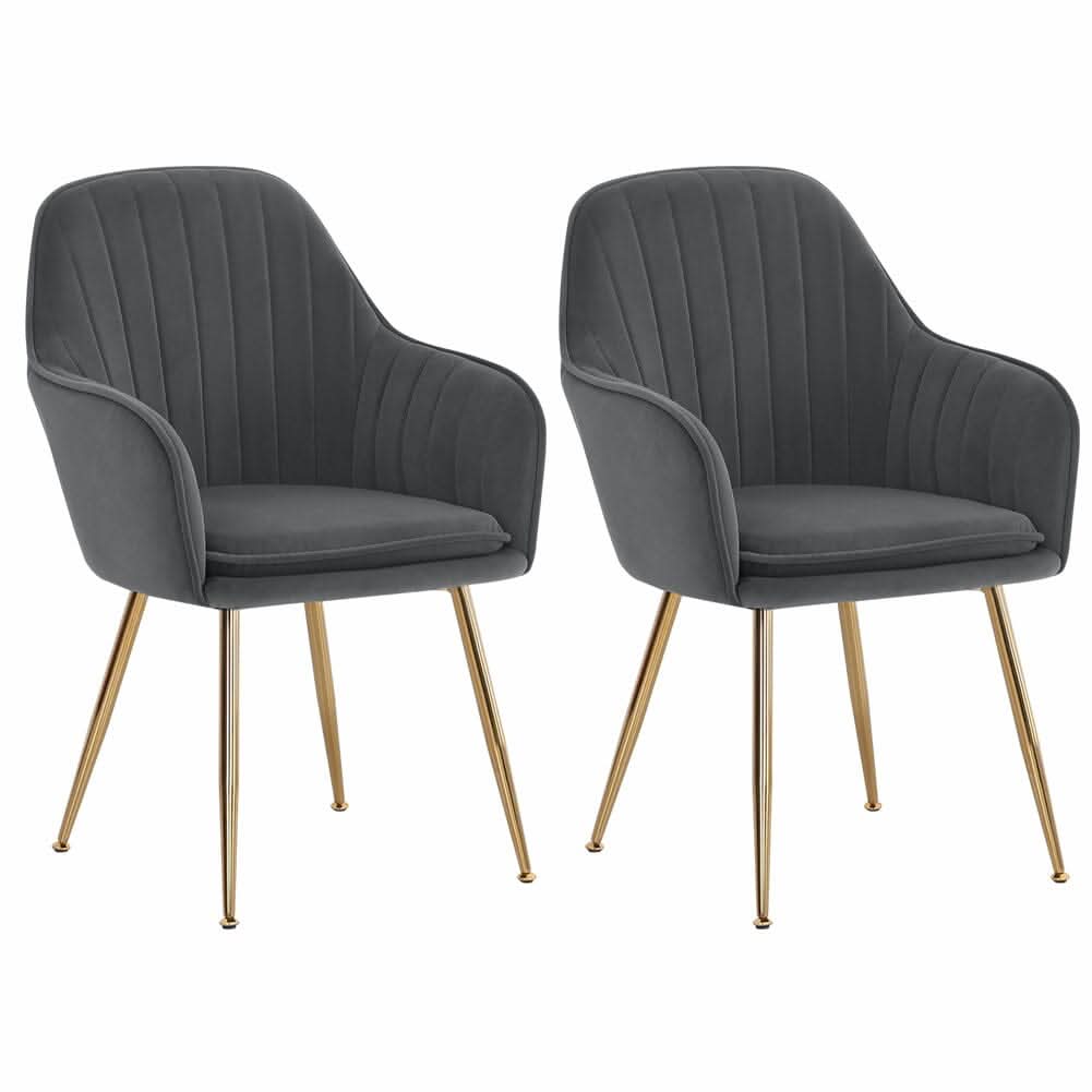 Velvet Dining Chair Set of 2 – Gold Metal Legs
