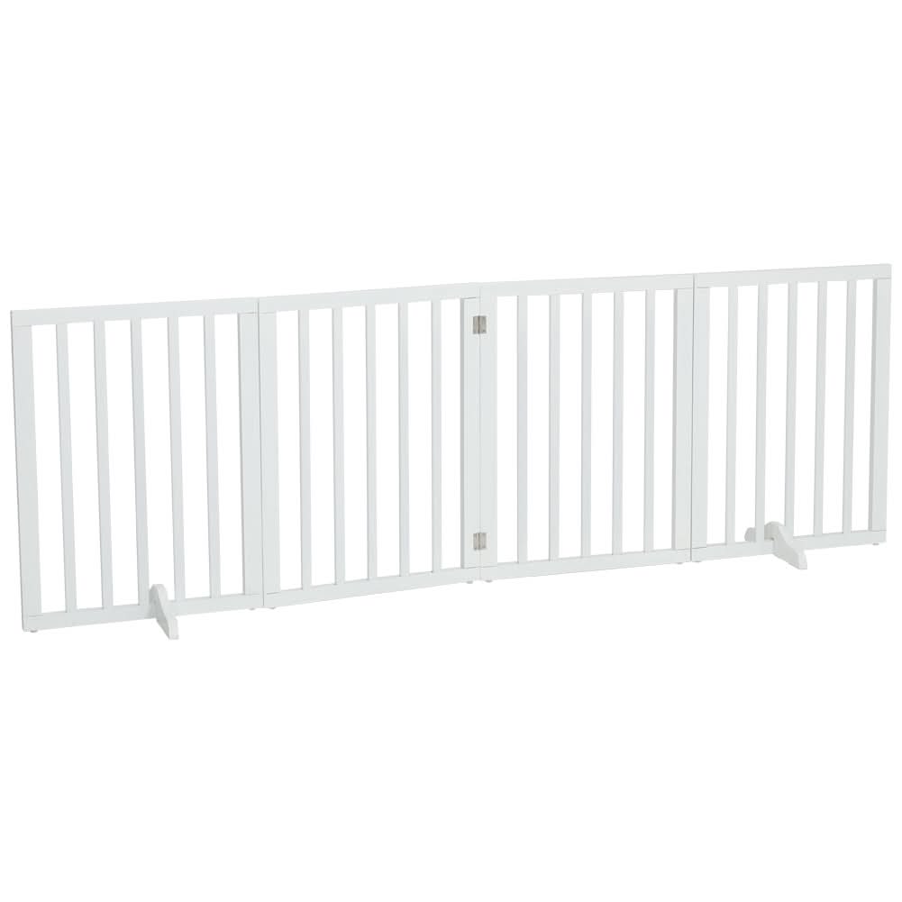 Folding Pet Gate 4 Panel Wooden Safety Gate with 360°Swivel Metal Hinges