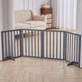 Folding Pet Gate 4 Panel Wooden Safety Gate with 360°Swivel Metal Hinges