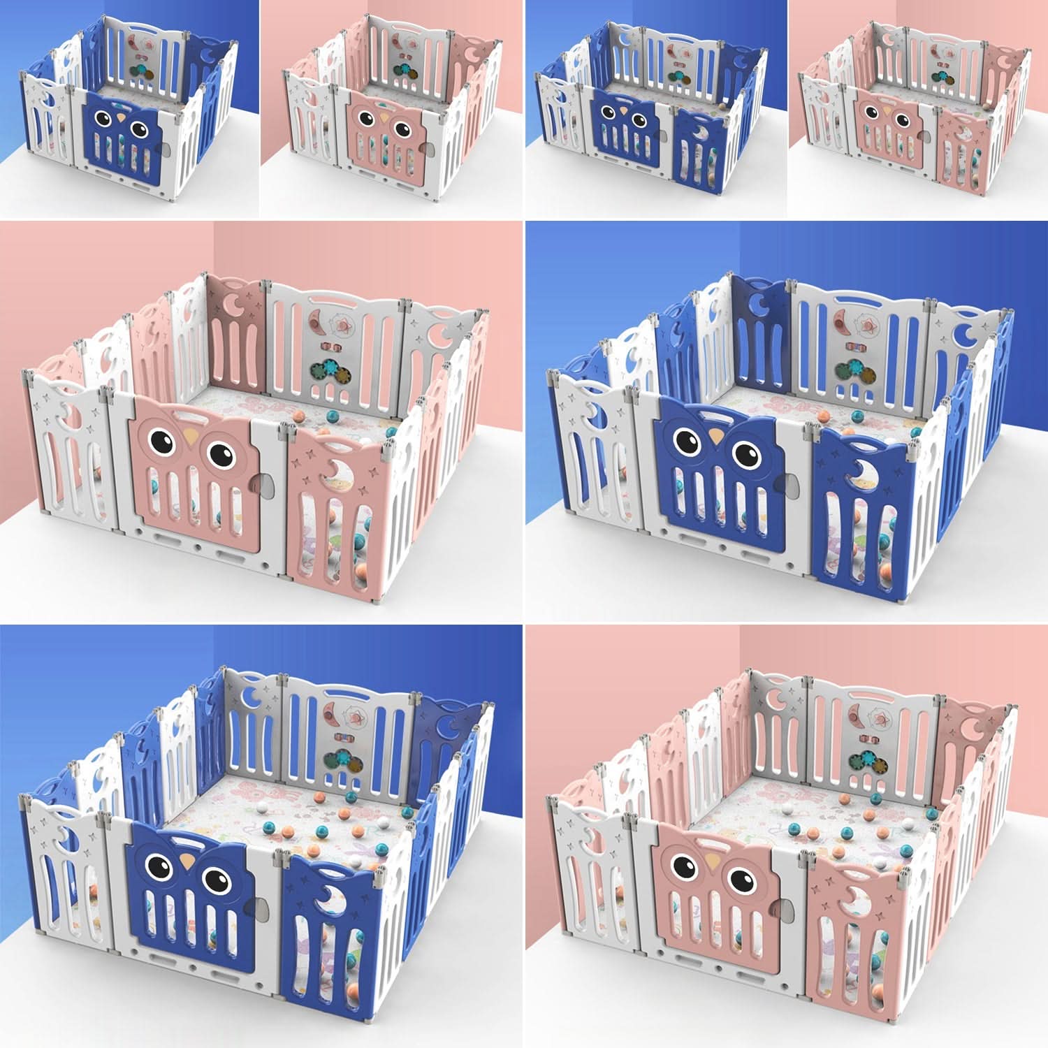 63cm H Kids Safety Play Yard Blue Foldable Home Activity Center