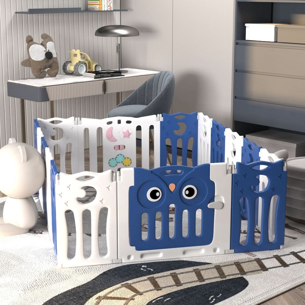 63cm H Kids Safety Play Yard Blue Foldable Home Activity Center