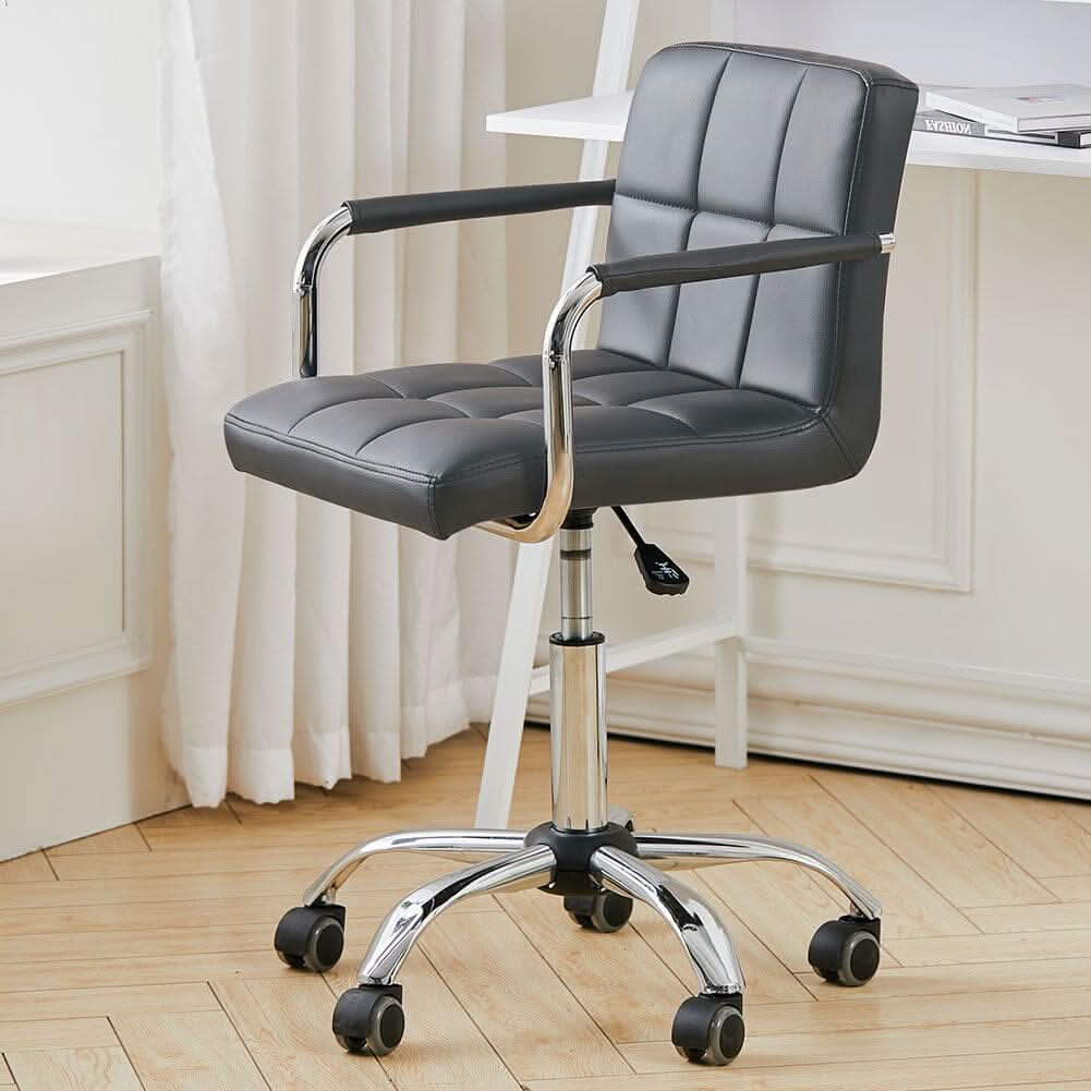 Low Back Faux Leather with Chrome Base