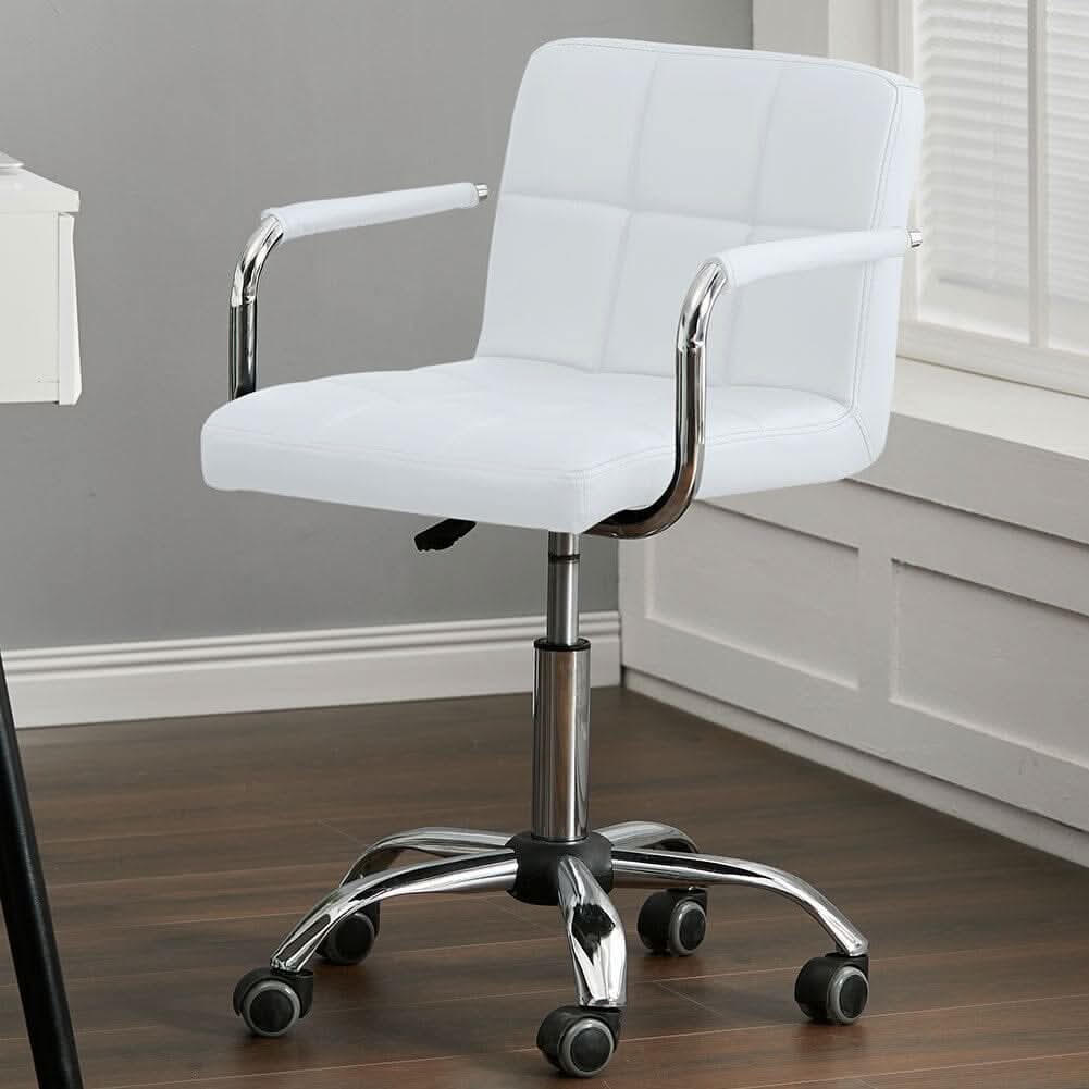 Low Back Faux Leather with Chrome Base
