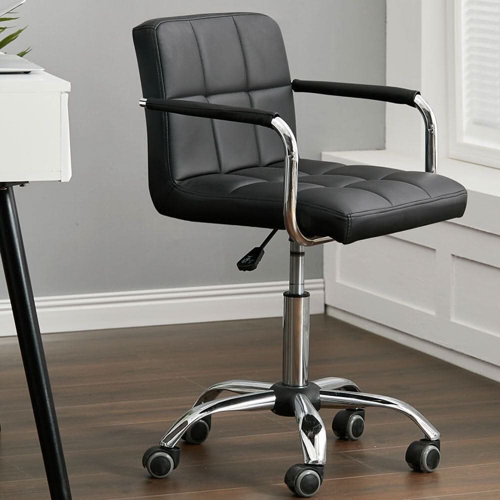 Low Back Faux Leather with Chrome Base