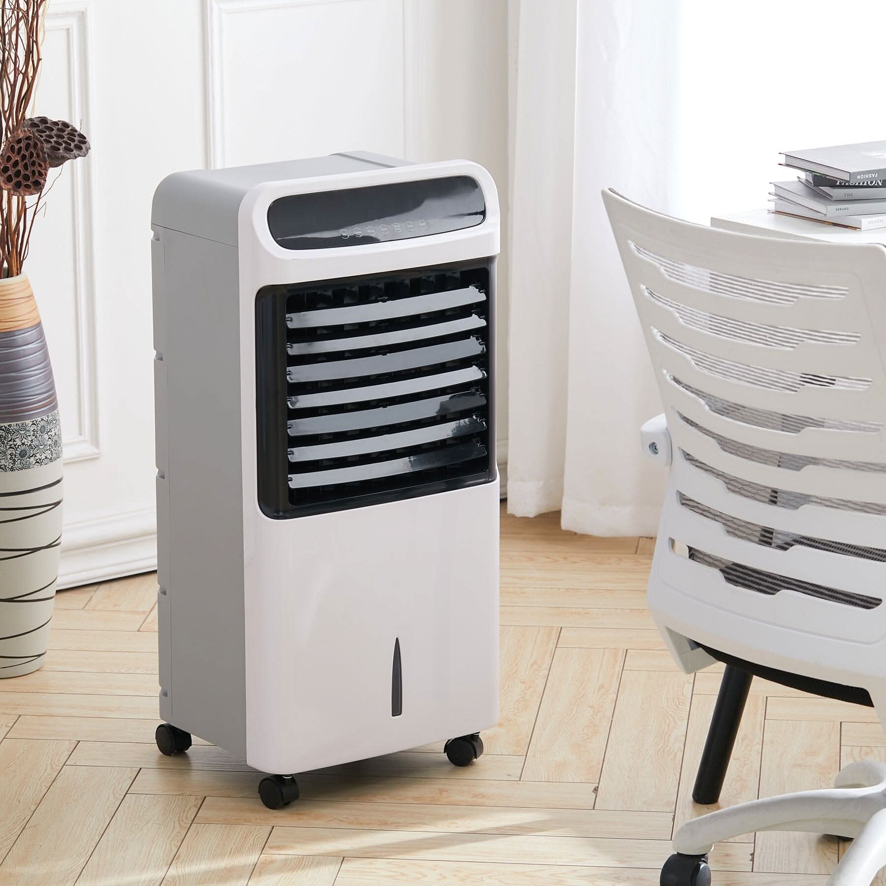 2 in 1 White Air Cooler and Heater with LED Display and Remote control