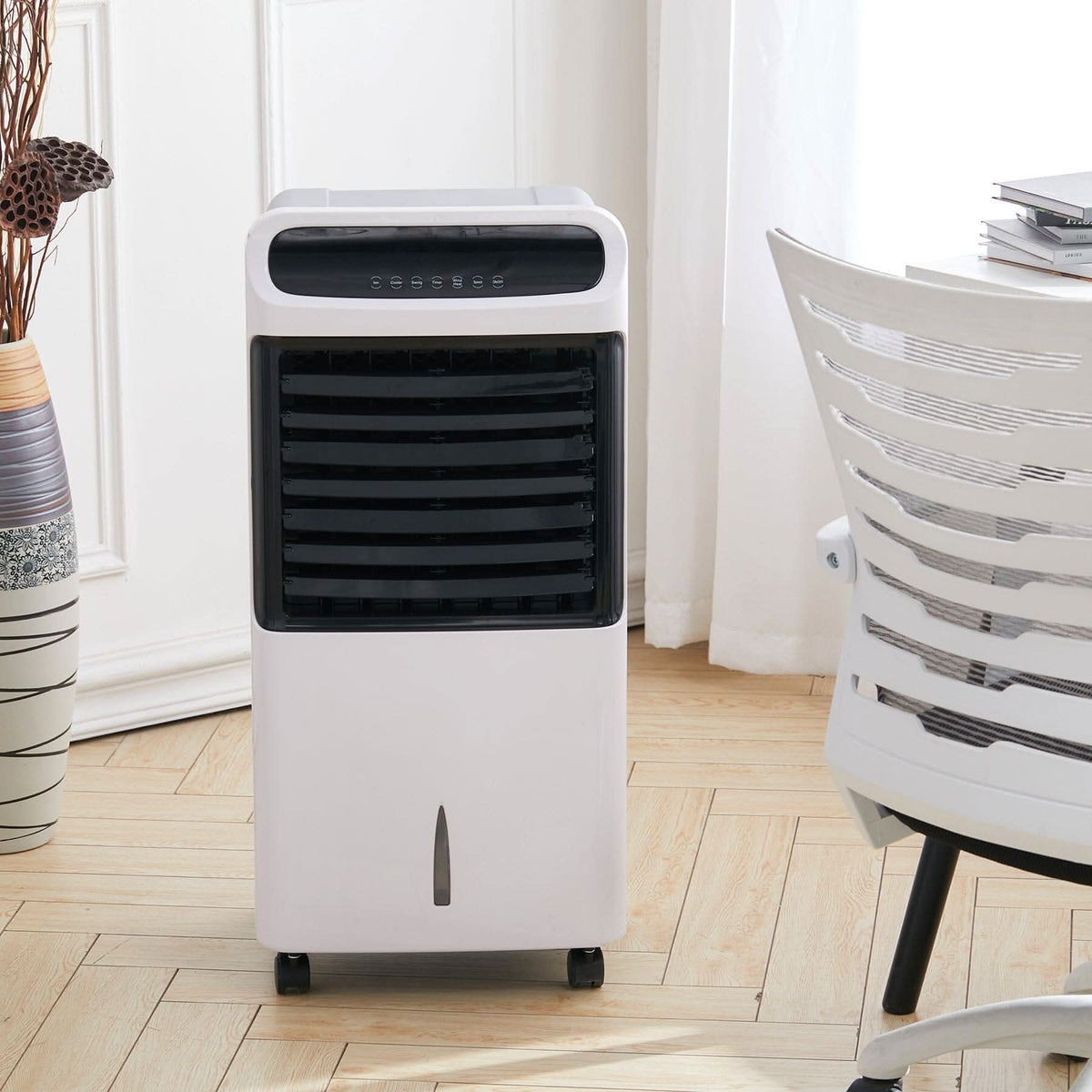 2 in 1 White Air Cooler and Heater with LED Display and Remote control
